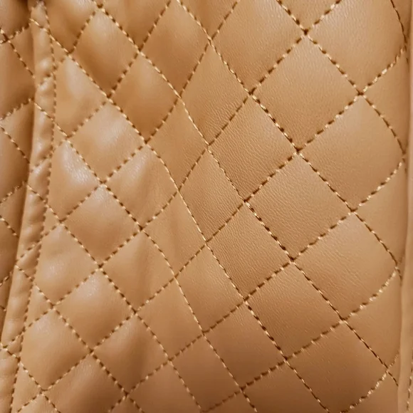 Tan Leather Jacket Size Large Vegan Leather EUC - Picture 6 of 10